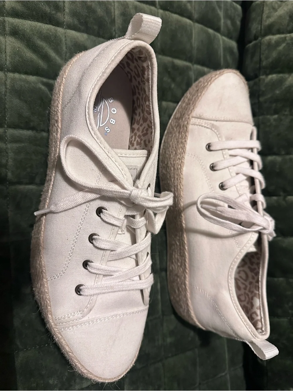 BOBS from Skechers Cream Canvas Espadrille Lace-Up Sneakers